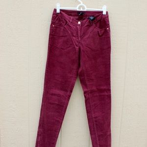 mid waist wine corduroy jeans